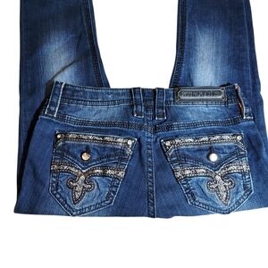 Rock Revival Rock Sibila Easy Skinny Blue Jeans Womens Embellished